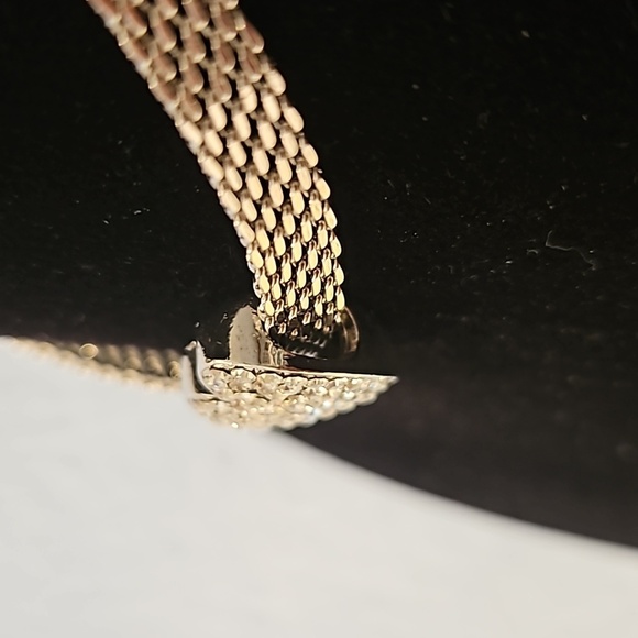 Rhinestone HEART Silvertone Mesh 13"Long w/ 3"Ext. Necklace - Picture 4 of 7